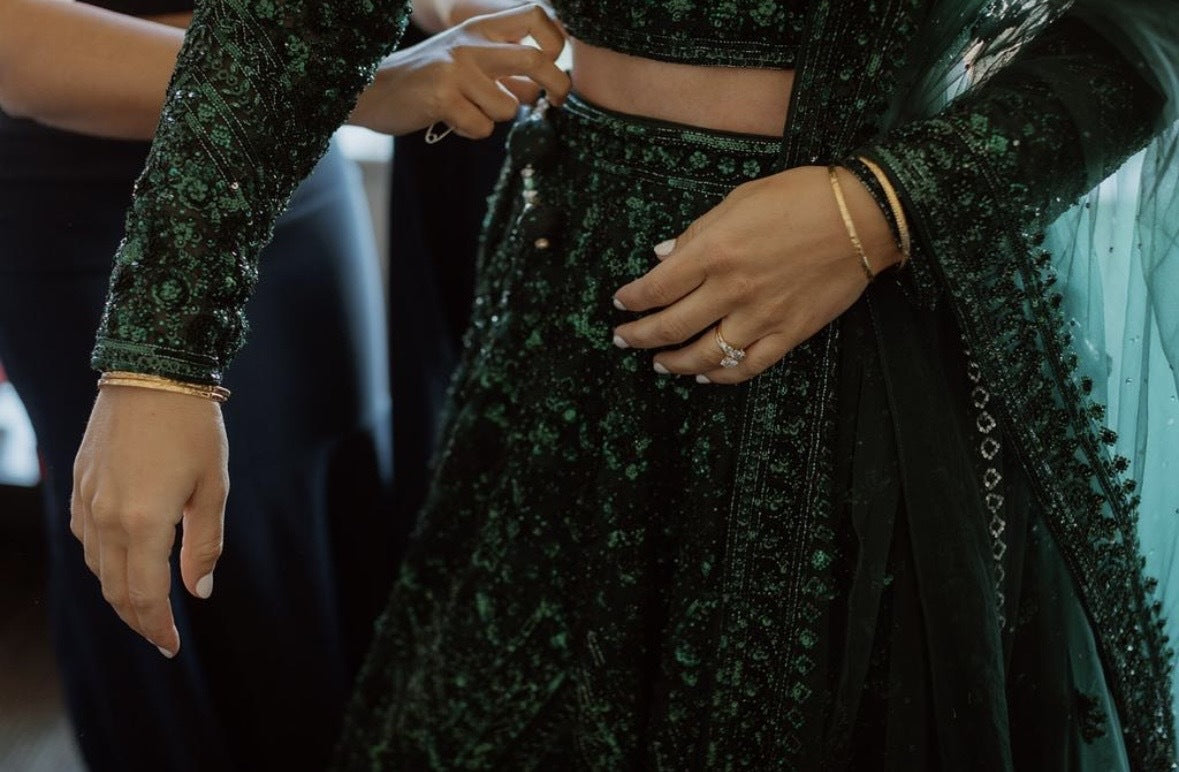 Emerald Green Sequins Lehenga