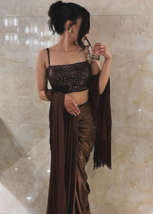 Bronze Luxe Drape Skirt