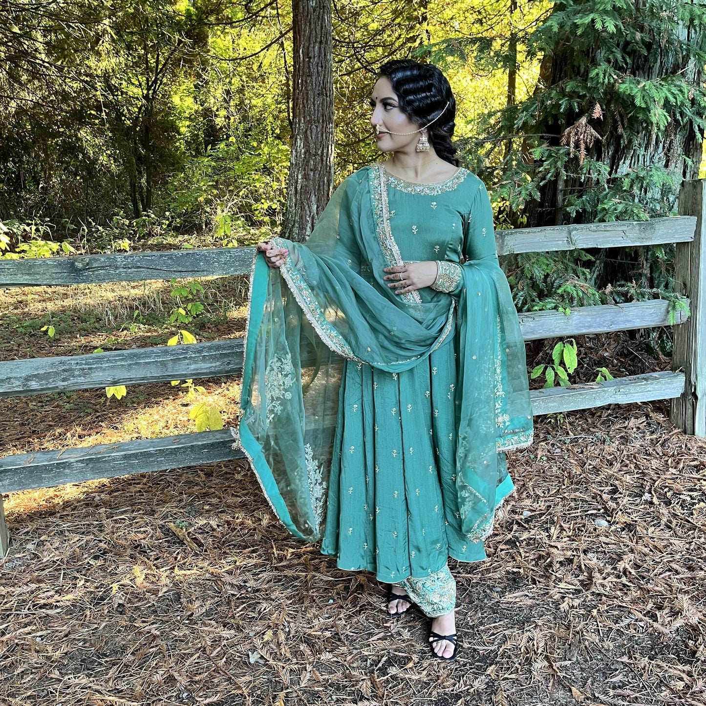Paisley Green Anarkali