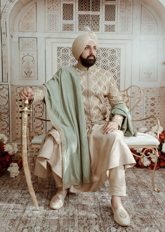 Gold Hand Embroidered Sherwani